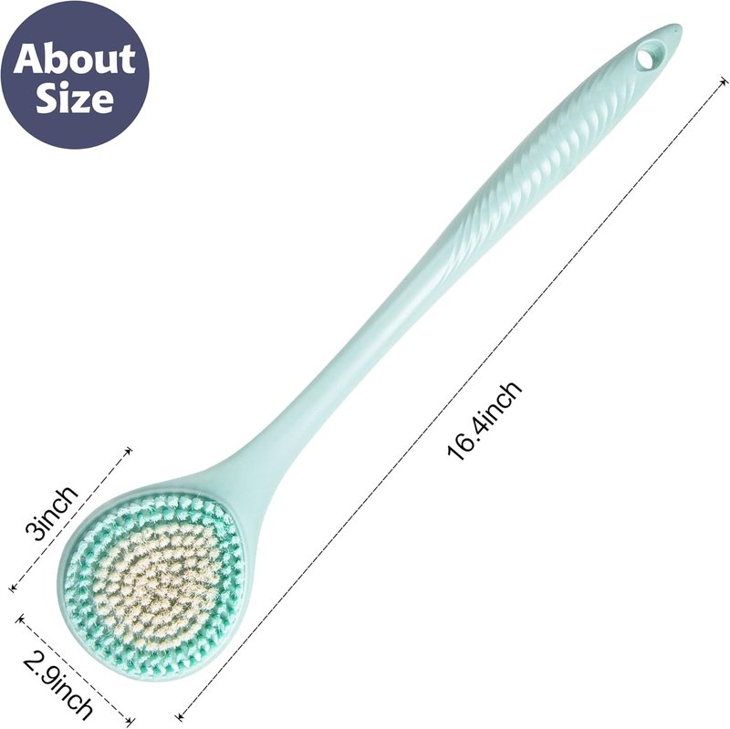 BEDELITE Back Scrubber - Soft Bath Brush with Long Handle (16.4 Inches) | Anti-Slip Exfoliator for Men & Women