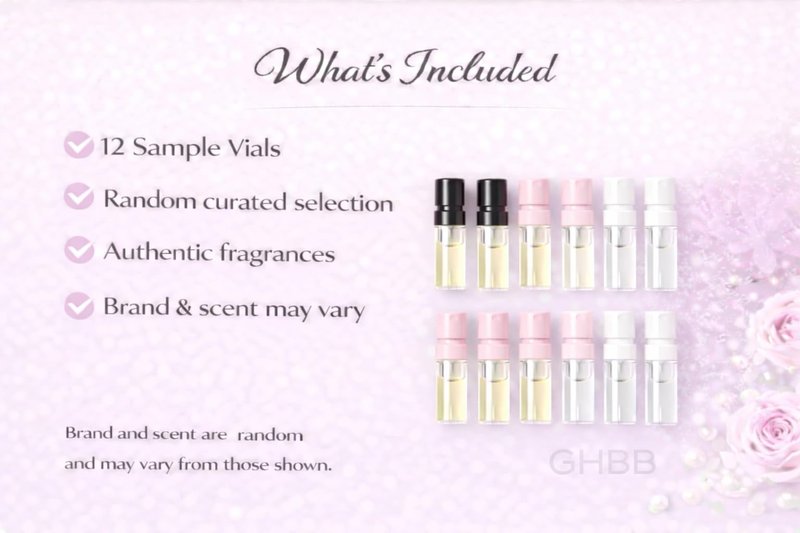 GHBB Women's Designer Perfume Sampler Lot Discovery Set x 12 Sample Vials - High End Fragrance Samples for Women, 12 Piece Set