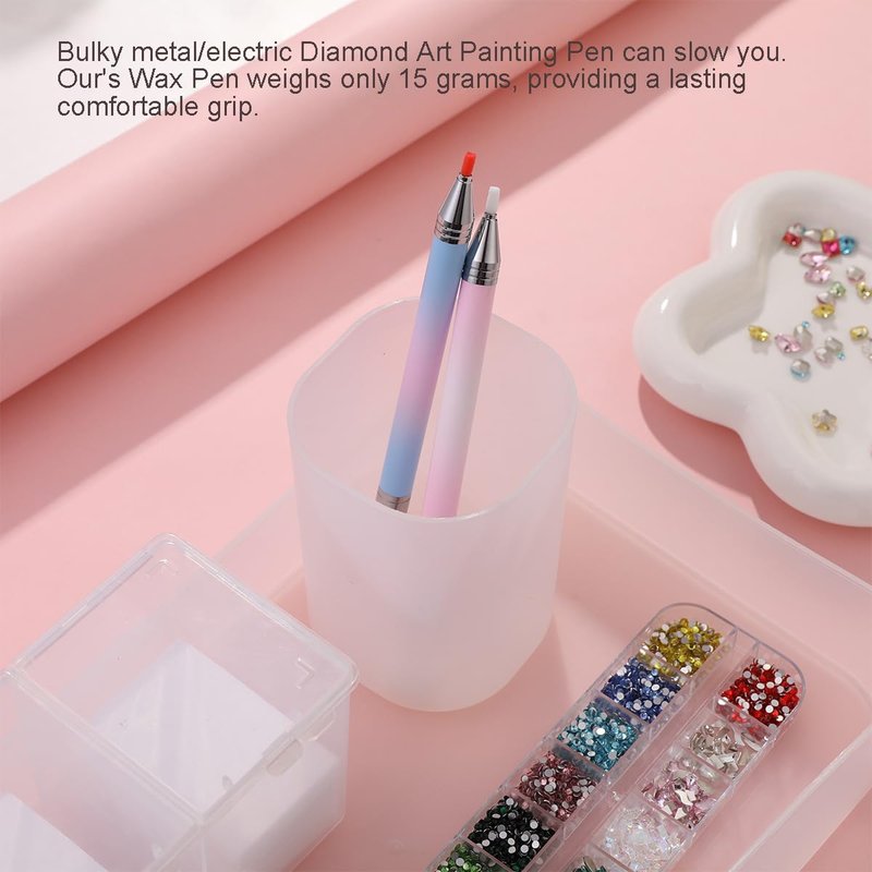 Rhinestone Picker Tool, Refillable Wax Pen with 3 Additional Wax Refills, Rhinestone Pickup Tool for Nail and Diamond Paint Art