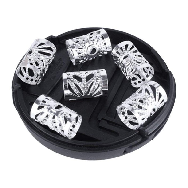 100pcs Dreadlocks Braiding Beads, Silver Gold Hair Coil Dreadlocks Meal Cuffs Tubes DIY Braid Rings for Kid Girl Women Hair Braiding