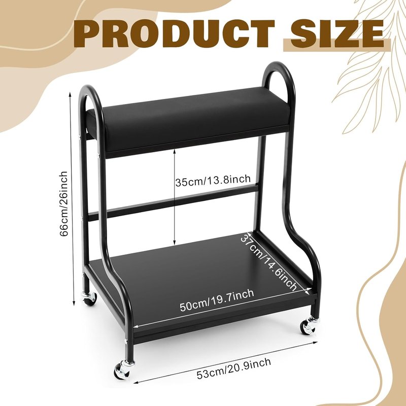 Geelin Pedicure Cart - Portable Foot Bath Trolley with Cushion for Spa & Massage - Black