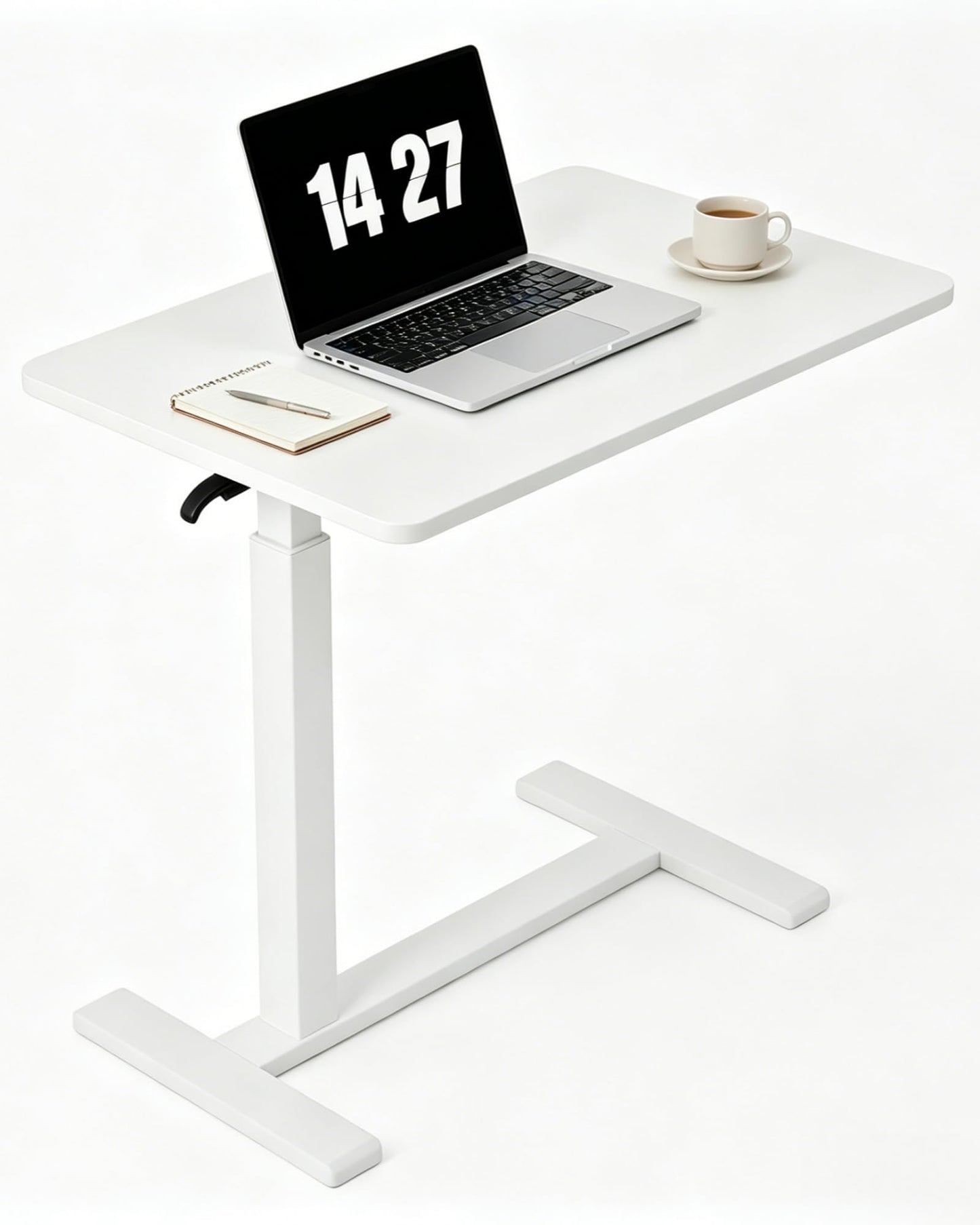 SOFTLYNICE Adjustable Standing Desk, Small Sit Stand Desk for Laptop, Overbed Bedside Table with Wheels, Compact Height Adjustable Desk for Home Office, Space Saving Workstation