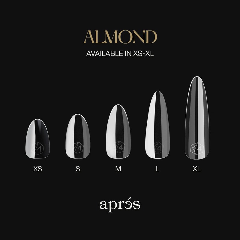 Apres Gel-X® Almond Box of Nail Tips | 280 Gel-X Tips, Soft Tips, 14 Sizes 00-9 | Half-sizes Included