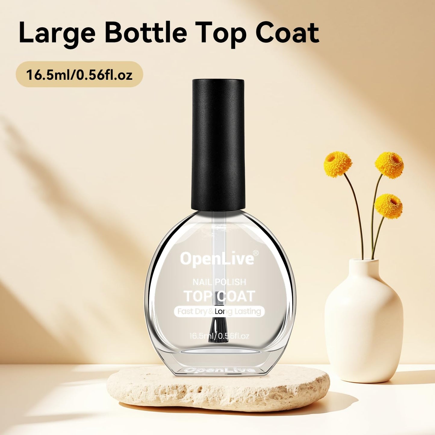 Top Coat Clear Nail Polish - Quick Dry, High Shine, Long Lasting Gloss | 16.5ml for Salon Quality Nail Art