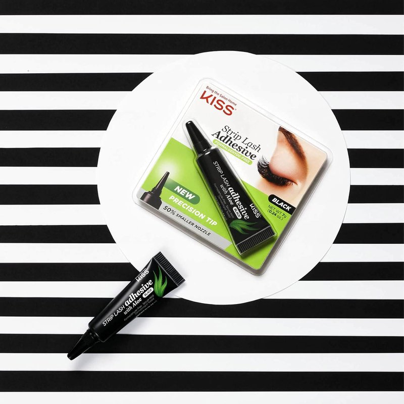 KISS Black Strip Lash Adhesive - Aloe Infused, Dermatologist Tested, 0.24 Oz | Latex Free, Secure Hold