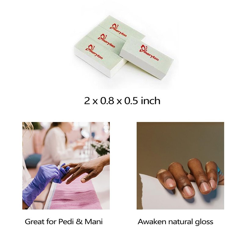 Maryton Mini Nail Buffer Blocks, Disposable Nail Shine Buffers Kit - Green Side for Buffing, White Side for Shinning, 36 Count