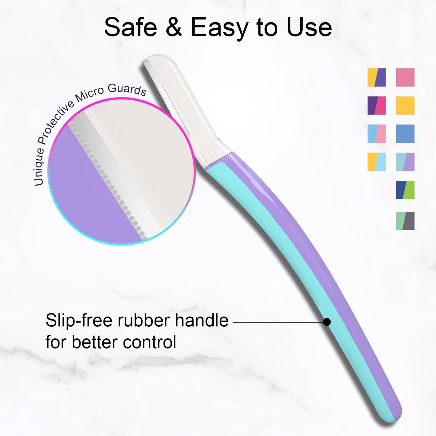THURLADY Dermaplane Razor for Women Face, Eyebrow Razor, Face Razors for Women, Dermaplaning Tool, Travel Essentials, (9 pcs, Wisteria)