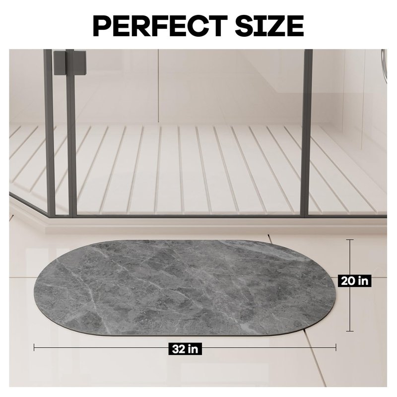 Hargiis Bath Mat Rug Soft and Absorbent Bathroom Mats and Rugs for Shower and Floor - Non-Slip, Machine Washable Bath Mat for in Front of Bathtub and Shower Room (27" ×17", Marble Deep Gray)