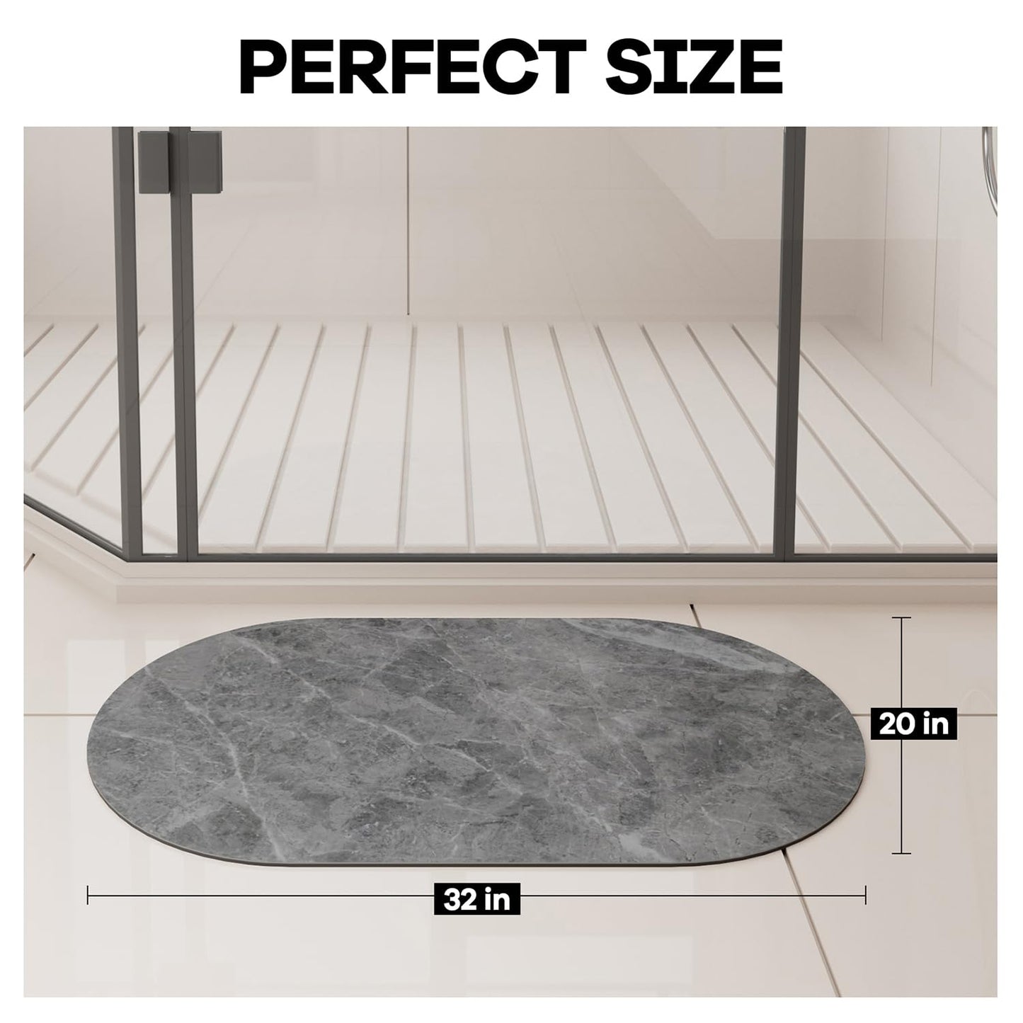 Hargiis Bath Mat Rug Soft and Absorbent Bathroom Mats and Rugs for Shower and Floor - Non-Slip, Machine Washable Bath Mat for in Front of Bathtub and Shower Room (27" ×17", Pebble Blue)