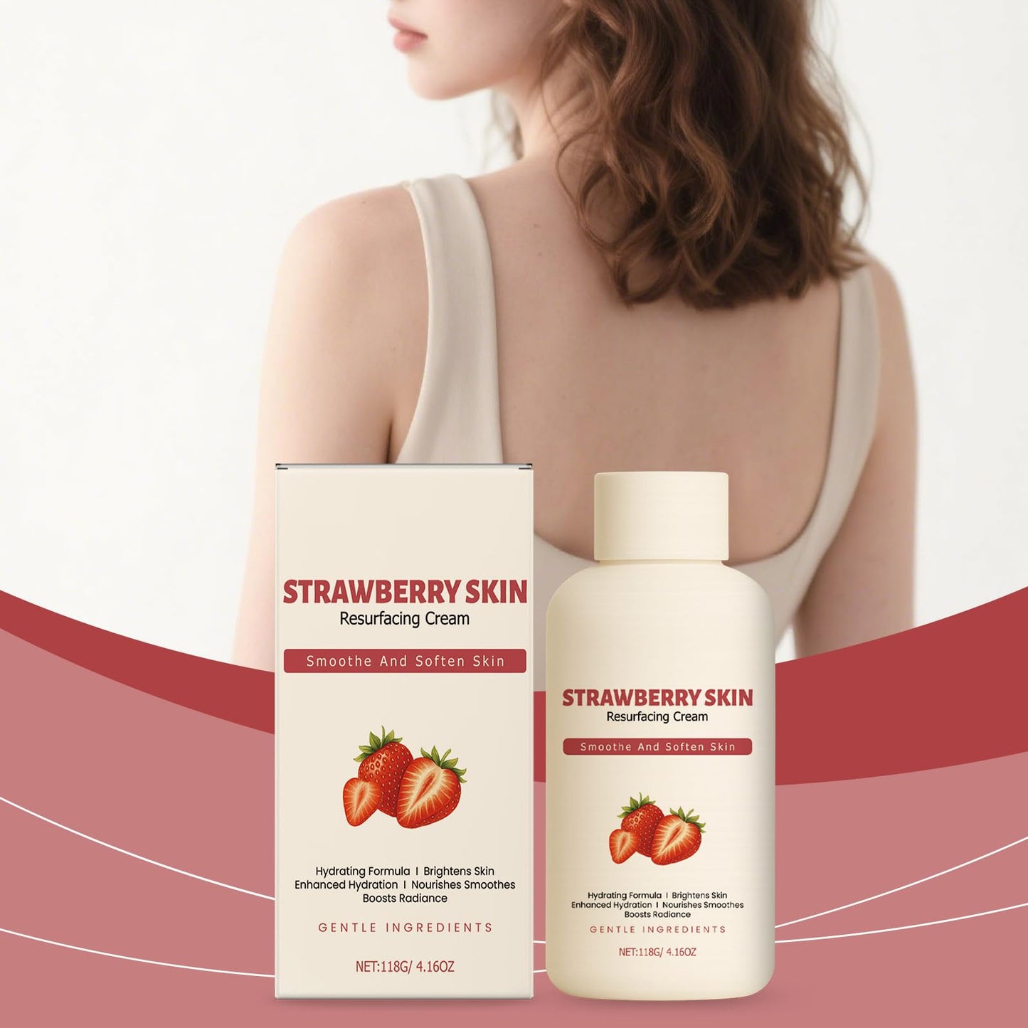 XIHAOYOO Strawberry Skin Moisturizing Cream, Legs Resurfacing Cream, Helps Reduce Chicken Skin, Body Care Cream
