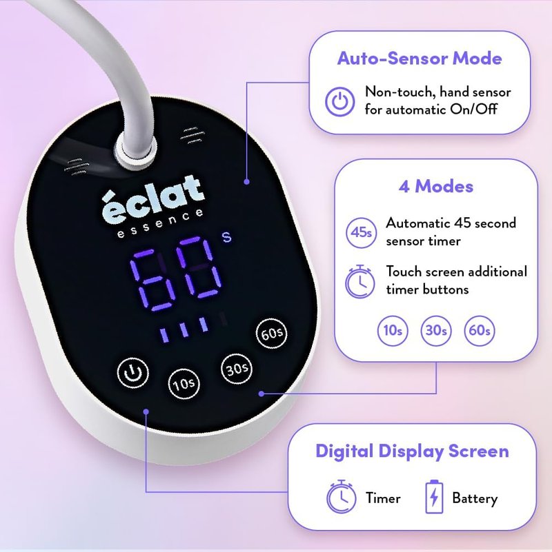 Rechargeable LED Mini UV Nail Lamp - 36W Cordless Gel Polish Dryer with 4 Timers & Auto Sensor | Portable Gooseneck Design for Home Manicure & Pedicure