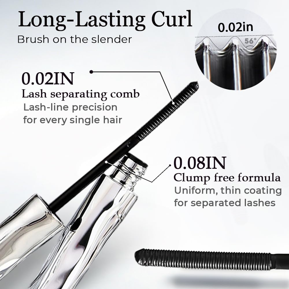 Waterproof Mascara, 2026 New Metal Wand Volumizing and Lengthening Mascara, Waterproof Quick Drying Formula for Natural 3D and Definition, Curling Volumizing and Natural Length (1)