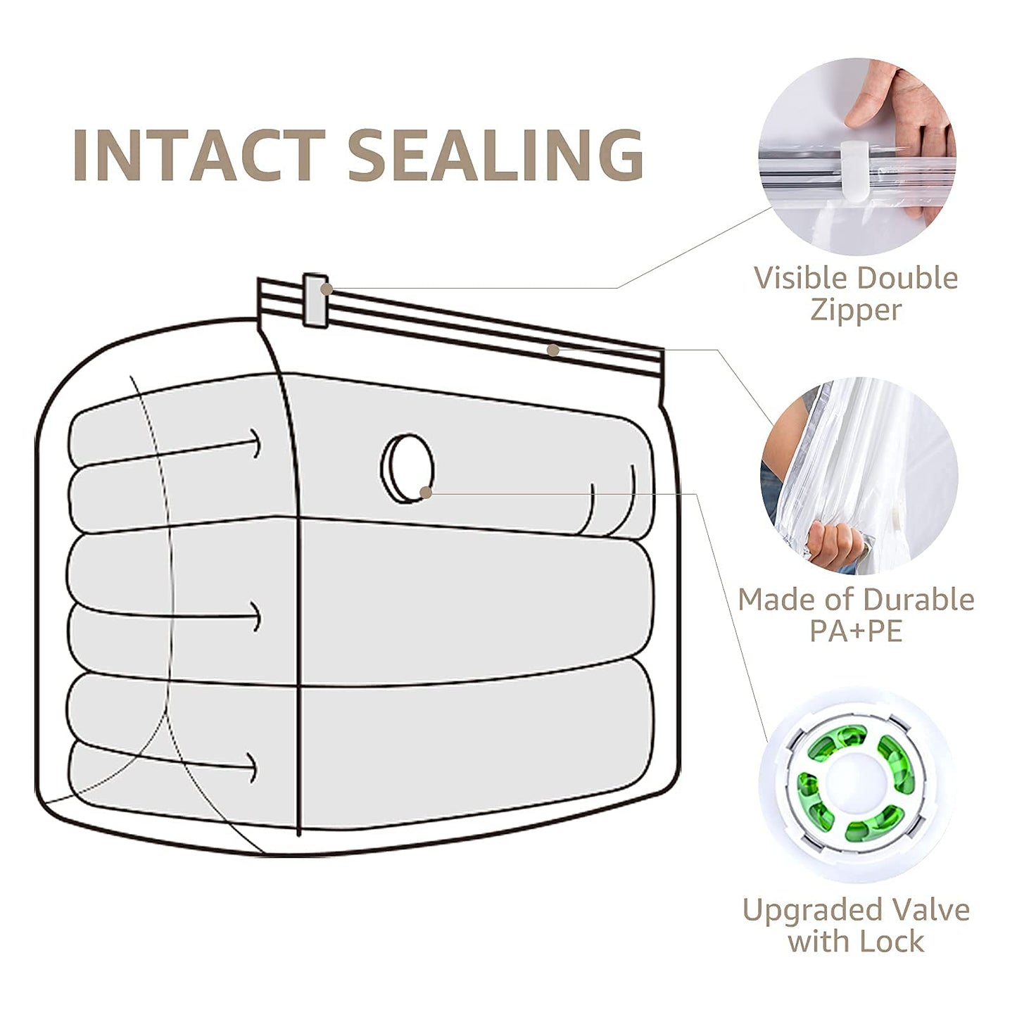 LEVERLOC Vacuum Storage Bags 4 Pack, Extra Large Cube (40x28x18x18 Inch), Vacuum Seal Bags for Comforters Pillows Blankets Bedding Clothing, Space Saving Organizer
