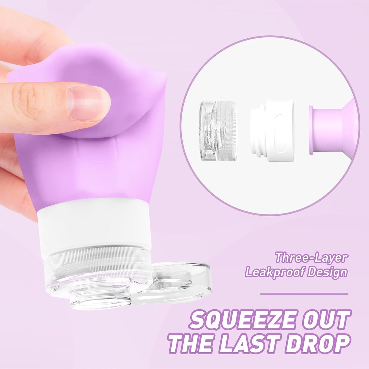 Travel Toiletries Bottles - TSA Approved 3oz Leak Proof Silicone Containers | BPA Free Essentials Kit in Purple