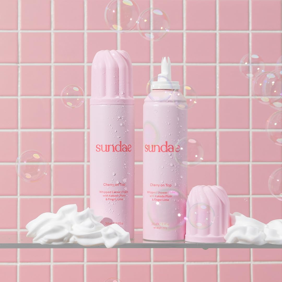 sundae Whipped Shower Foam Cherry on Top Foaming Body Wash 8.9 fl oz, 265ml with Kakadu Plum & Finger Lime