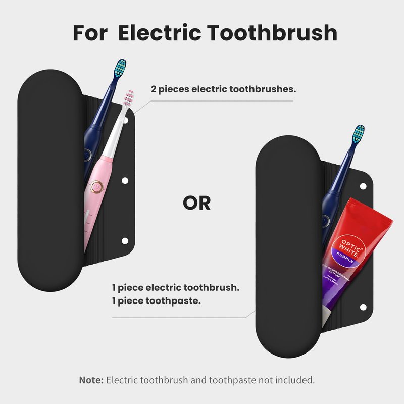 iTokGok Silicone Electric Toothbrush Travel Case, Manual Toothbrush Travel Cover for Men and Women,Toothbrush Holder for Travel,Gym and More, Fits Most Manual and Electric Toothbrushes - Black