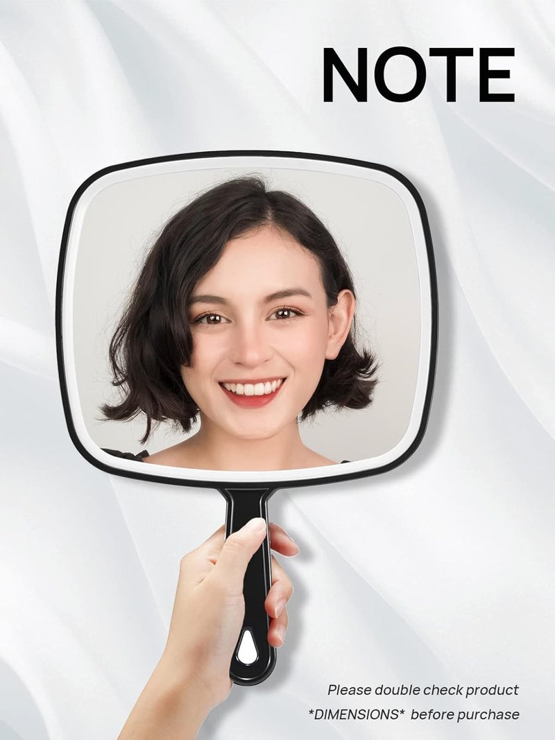 Extra Large Handheld Mirror - Black, 9" W x 12.4" L | Pack of 3 for Makeup & Grooming