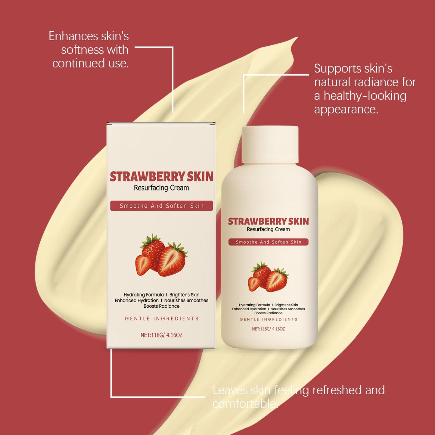 XIHAOYOO Strawberry Skin Moisturizing Cream, Legs Resurfacing Cream, Helps Reduce Chicken Skin, Body Care Cream