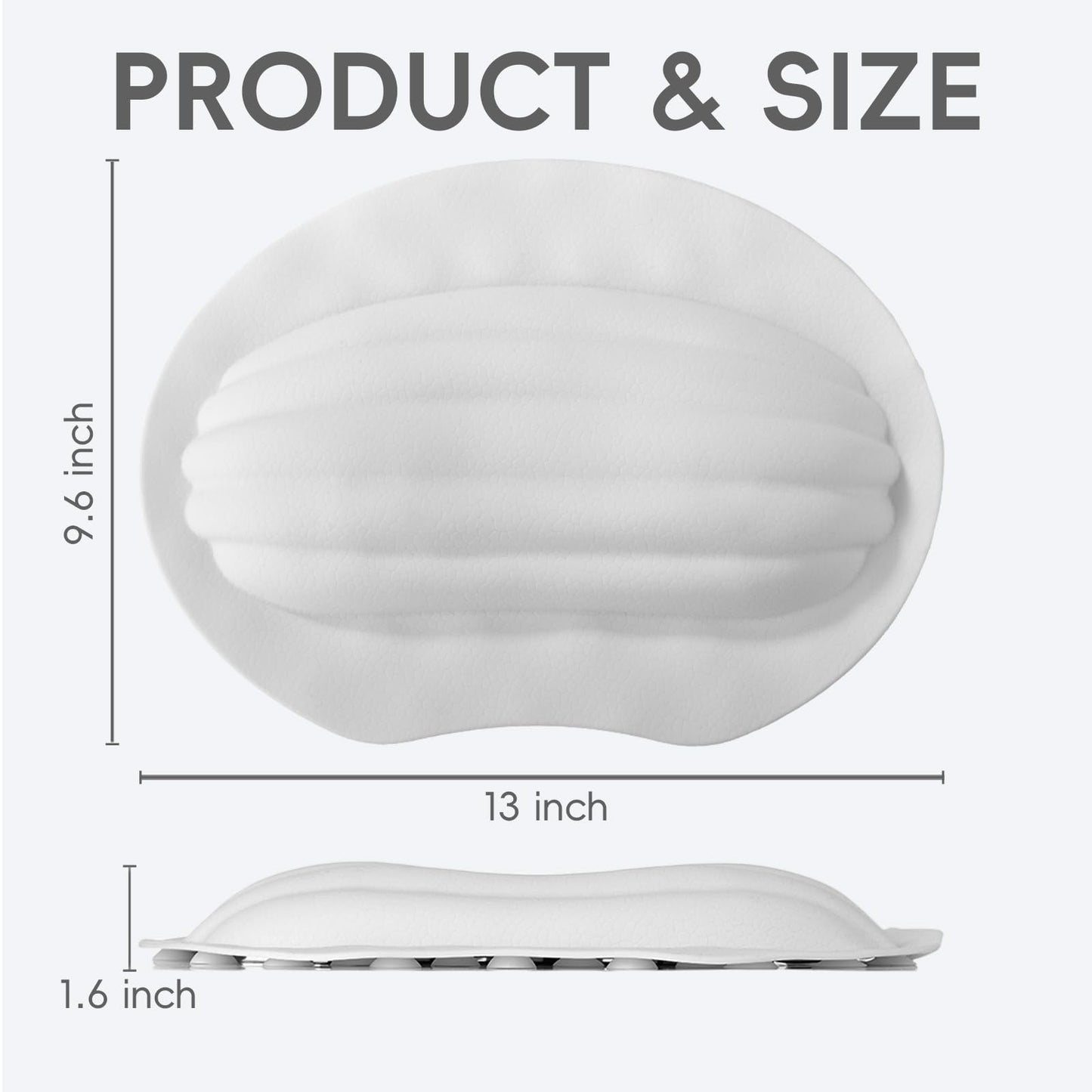 Sfirey Small Bath Tub Neck Pillow, TPE Waterproof Suction Cups Bathtub Neck Pillow & Cushion, Ultra Thin, Lightweight Quick Drying Bath Accessories Spa Gifts for Women,White (13x9.6x1.6 Inch)