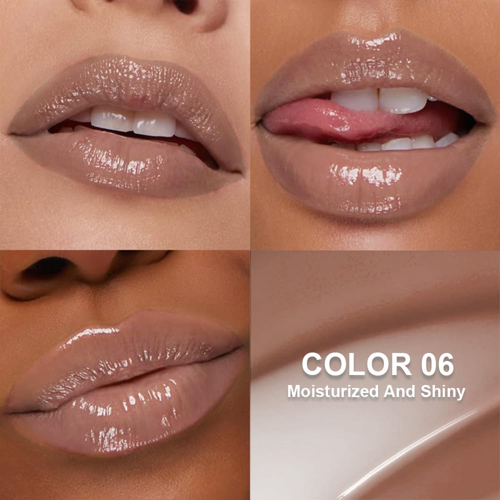 Summer Lip Butter Lip Balm Glow Reviver Lip Gloss, Melting Lip Serum, Ultra-Hydrating Natural Vegan Lip Balm, Sheer-Tinted Shine & Hydration, Soothes & Softens Dry Lips (Nude Brown)