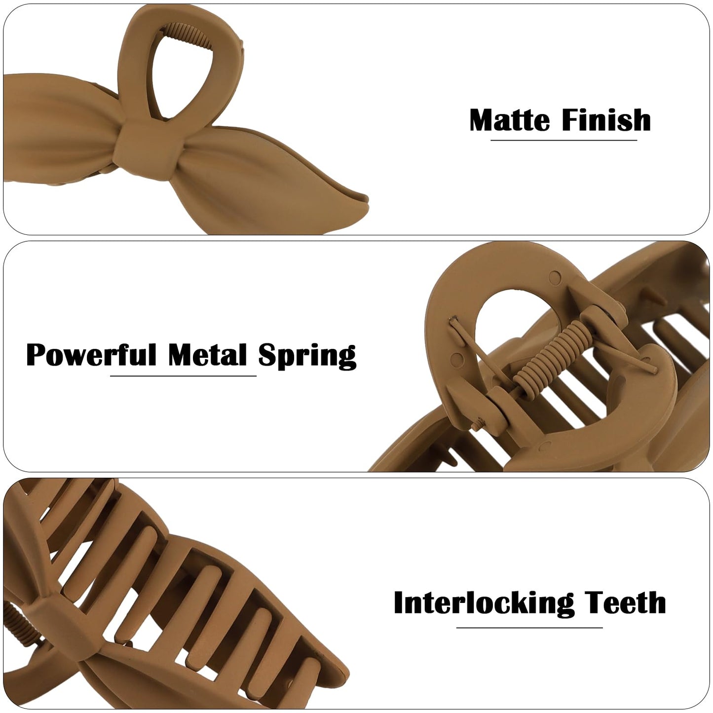 Amariver 4 Packs Large Claw Bow Hair Clips for Women - Non-Slip Strong Hold Matte Neutral Stylish Accessories for Thick or Thin Hair