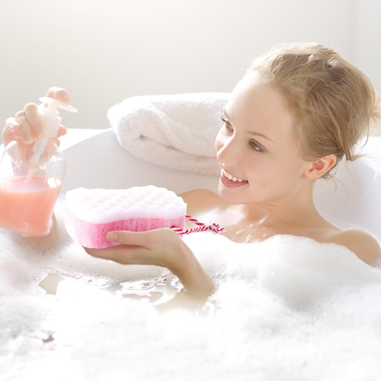 Boao 6 Pcs Bath Sponge for Women, Men Exfoliating Loofahs Body Scrubber Shower Sponges Big Pouf Foam Sponges to Spa Reusable Bathing Accessories(Bright Color)