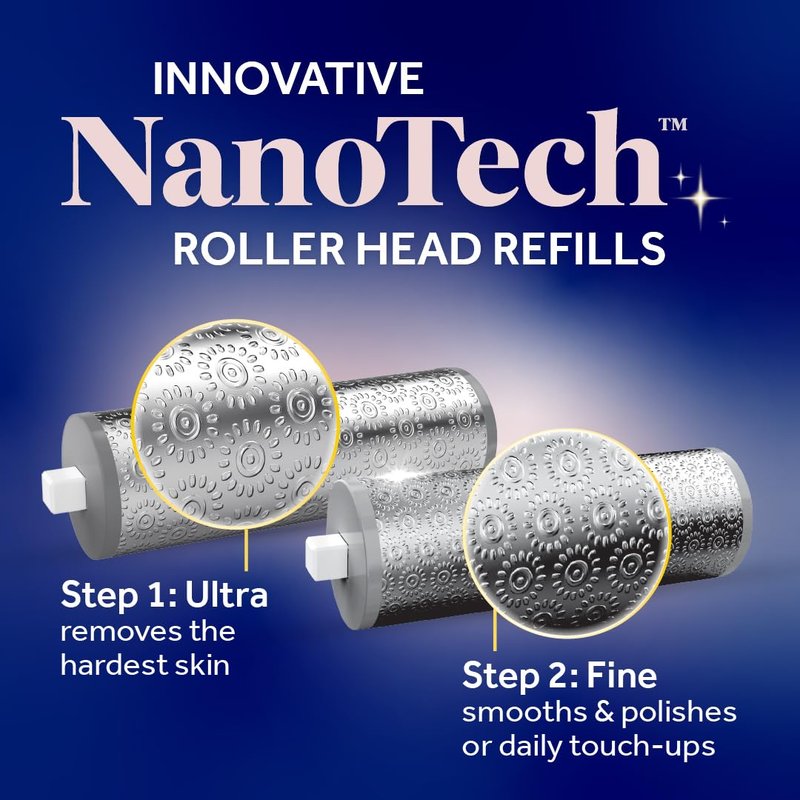 Dr. Scholl’s NanoTech Roller Replacement Heads for Pedi Perfect Pro Electronic Foot File - Mixed Pack, 1x Ultra Coarse Removes Hard Skin, 1x Fine Coarse to Smooth and Polish, Use On Wet & Dry Feet