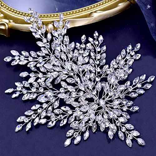 Wedding Rhinestone Hair Piece Leaf Bride Side Headpieces Crystal Hair Accessories for Brides and Bridesmaids