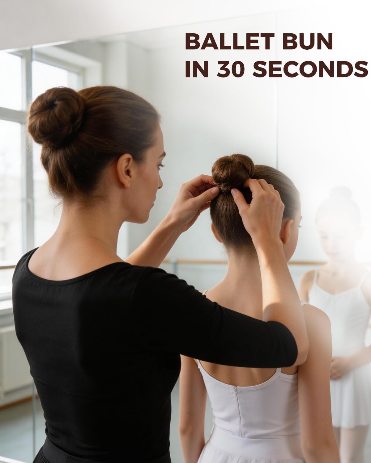 whisrvival 6pcs Small Hair Donut Bun Maker for Thin Fine Hair That Won't Slip, 30-Second Chignon Ring for Ballet Dancers Practice, Stays Hidden | Includes 5 Hair Ties and 20 U Pins (Brown)