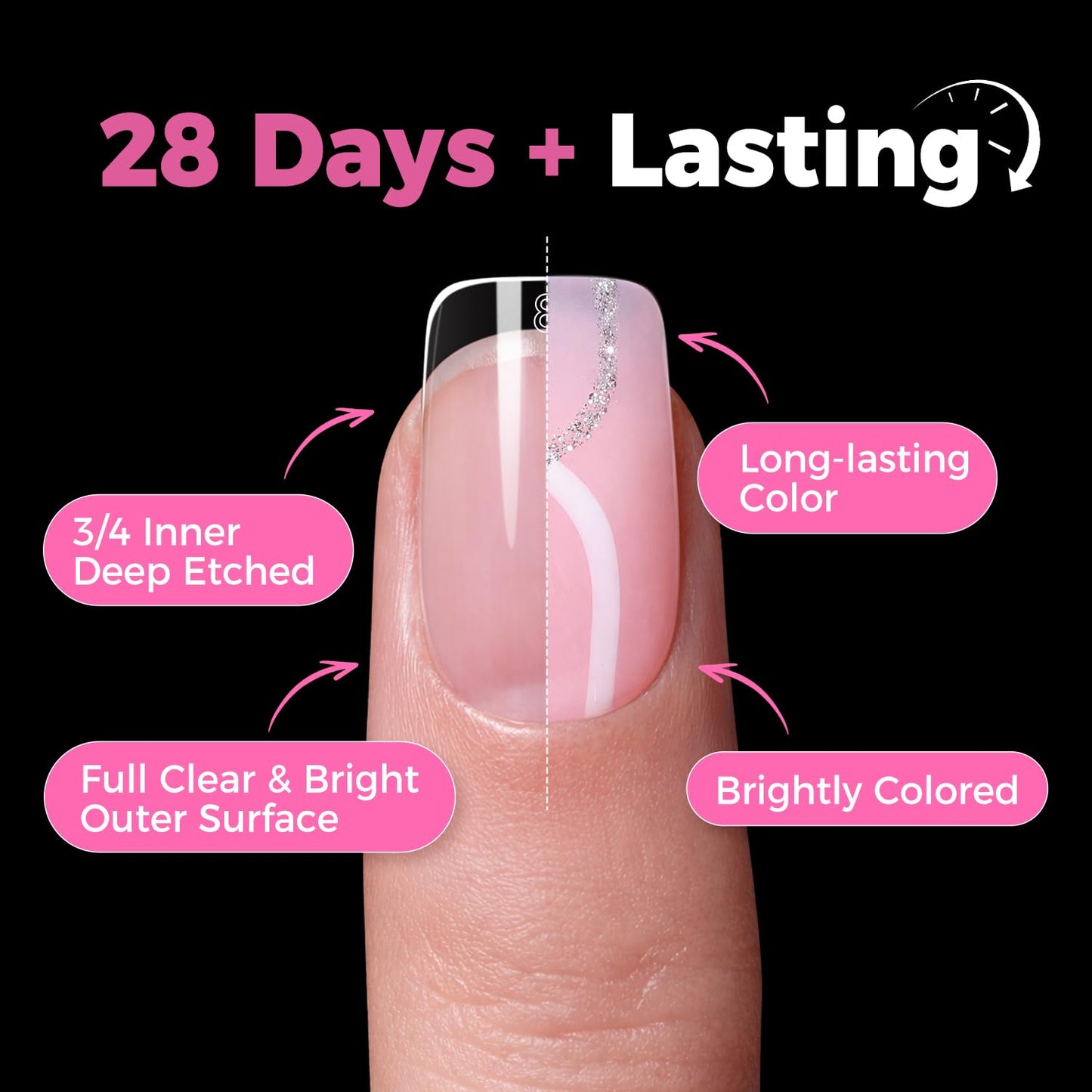 UNA GELLA Gel Nail Tips - Short Square Press-On Nails, 300pcs Full Cover for DIY Nail Extensions