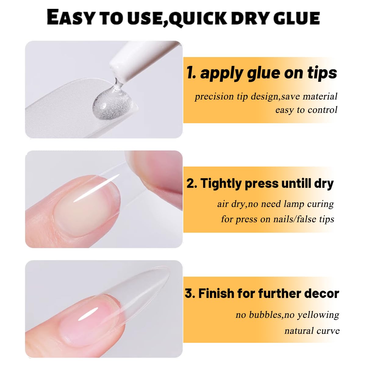 Strong Semi-Solid Nail Glue for Press-On Nails - Quick Drying Clear Gel | 6g x 2 PCS