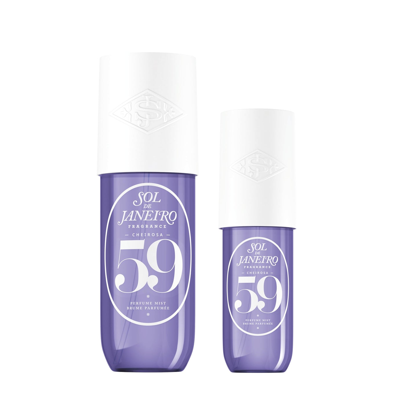 Sol de Janeiro Cheirosa Hair & Body Fragrance Mist Full Size and Travel Size Set - Home and Away Bundle - 8.1 & 3 fl oz Duo (Cheirosa 59)