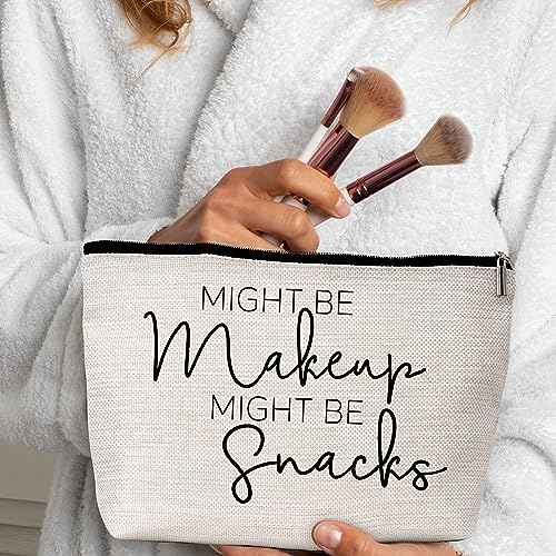 GREOXG Makeup Bag Gifts for Women Who Have Everything, Might Be Makeup Might Be Snacks Travel Cosmetic Bag, Friendship Gifts for Girls Teens Women Birthday Christmas Graduation-A03