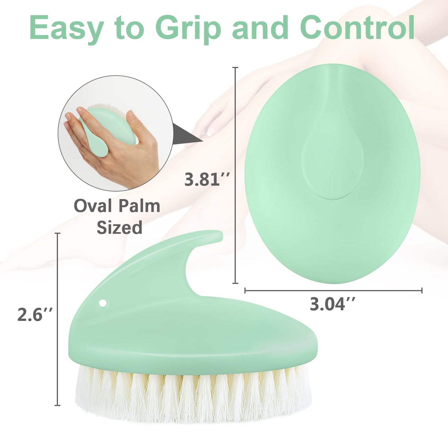 Dry Brushing Body Exfoliating Brush, Anti Slip Body Scrubber for Shower, Shower Body Cleaning Brush for Deep Cleansing & Soften Skin, Improve Circulation (Green)