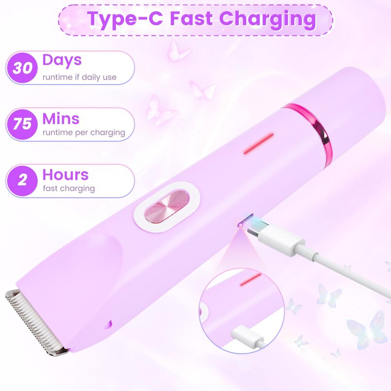 2 in 1 Electric Razors for Women, Dual Head Bikini Trimmer with Carrying Case, Ipx7 Waterproof Trimmer Shaver, Ladies Hair Removal for Face Armpit Pubic Hair Leg, Easy Cleaning and Ceramic Blade