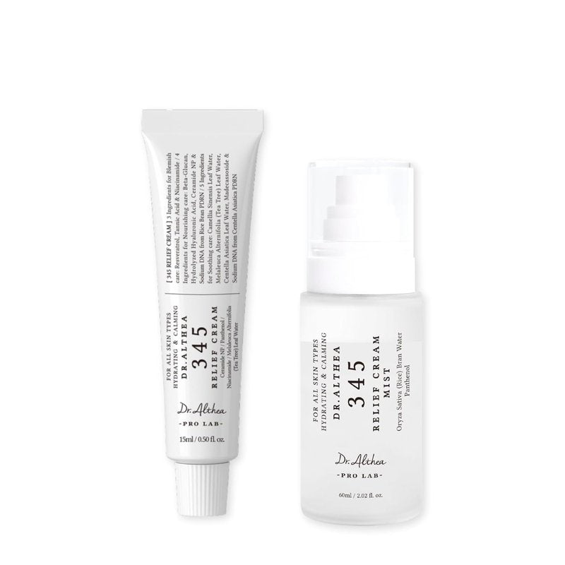 Dr.Althea 345 Travel Kit - Relief Cream (15ml) & Mist (60ml) | Korean Vegan Skin Care Set