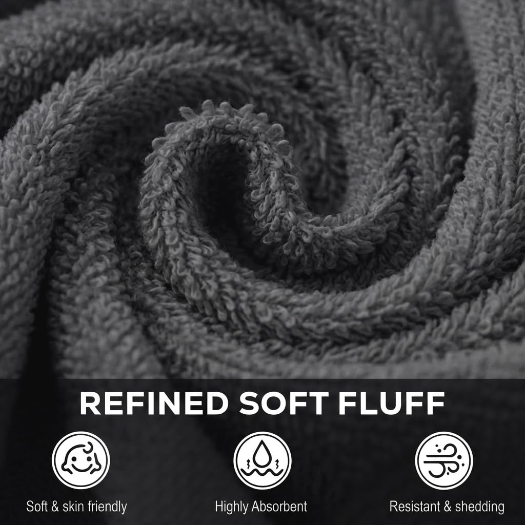 Utopia Towels 12 Pack Cotton Washcloths Set, 100% Ring Spun Cotton, Premium Flannel Face Cloths, Highly Absorbent and Soft Feel Fingertip Towels, Grey