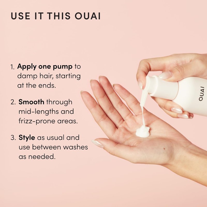 OUAI Anti Frizz Cream Travel Size - Moisturizing Hair Cream with Frizz Control & Heat Protection - Provides Hydration with Jackfruit & Beetroot Extract - Paraben, Phthalate & Sulfate Free (3 oz)