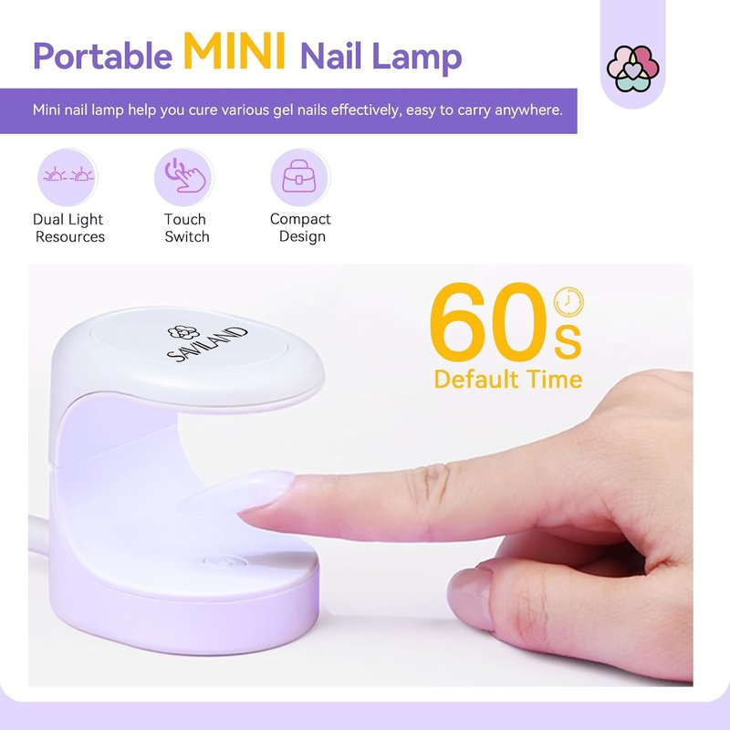 Saviland Mini UV Nail Lamp - 16W Quick-Dry Gel Nail Light for DIY Manicure & Nail Art