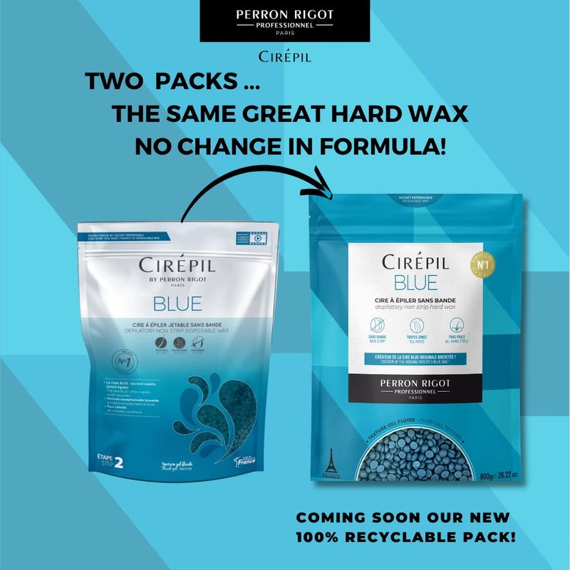 Cirepil - Blue - 800g / 28.22 oz Hard Wax Beads Bag - Face & Body Wax, Unscented & No Strip Needed - Perfect for Sensitive Skin & Brazilian Waxing - Fluid Gel Texture, Easy Hair-Removal