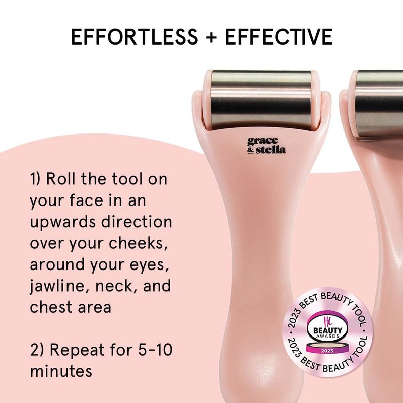 AWARD WINNING Facial Ice Roller - Cold Face Roller - Ice Bags Derma Roller For Face Cold Roller For Face - Ice for Face Face Depuffer - Cold Face and Eye Massage by grace and stella