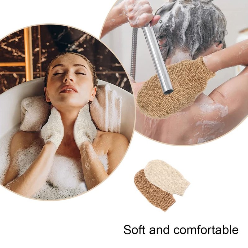 PENKOHOME 2 Pcs Shower Glove Exfoliating Glove Bath Natural Fibre Body Shower Remove for Women and Men Use in Shower