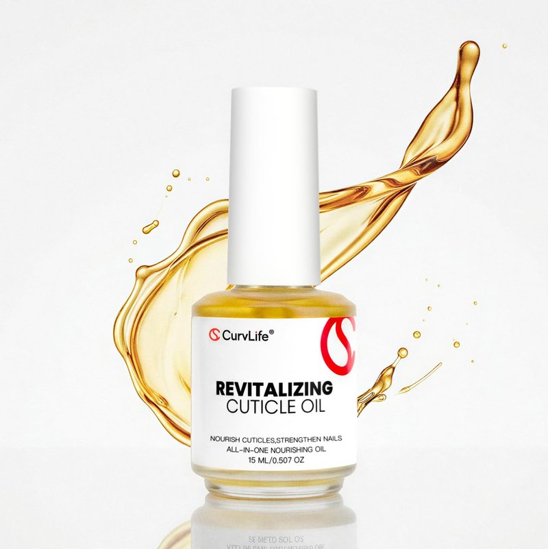 CurvLife Cuticle Oil - Lightweight Non-Greasy Nail Treatment with Curved Brush | Moisturizing Repair for Dry Cuticles