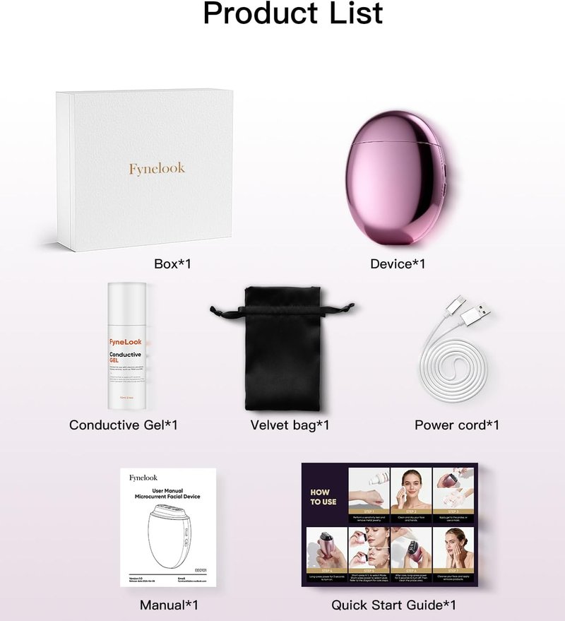 Microcurrent Facial Device, Face Sculpting Tool for Instant Lift & Contour, 6-Point Skin Tightener for Eye Puffiness, Forehead Lines & Jawline, Anti-Aging Face Massager Kit