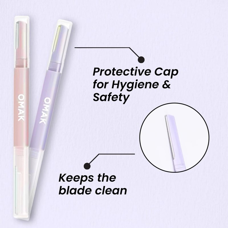 Double-Ended Face Razor for Women – Eyebrow & Dermaplaning Tool | 6 Pack = 12 Blades Stainless Steel | Peach Fuzz Remover & Exfoliator for Smooth, Glowing Skin