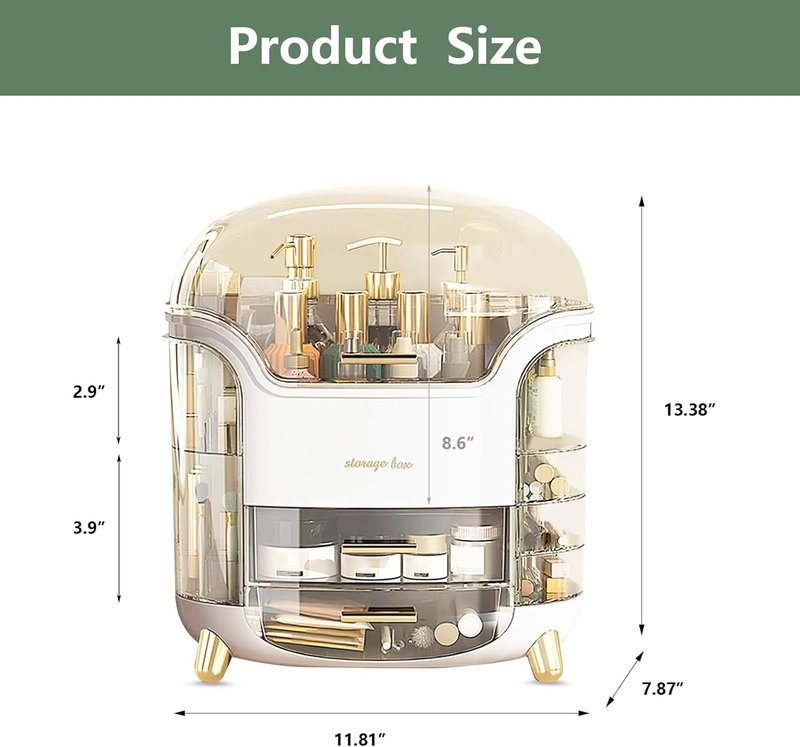 Omeily Large Makeup Organizer - Clear Vanity Storage Box for Cosmetics & Skincare | Easy Visibility
