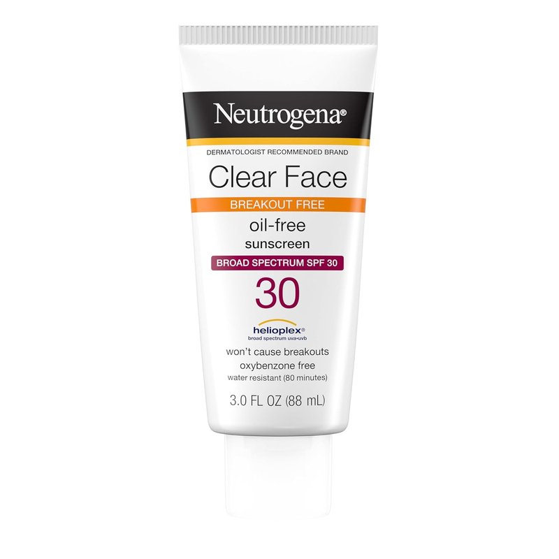 Neutrogena Clear Face Sunscreen SPF 30 - Lightweight, Non-Comedogenic Lotion for Acne-Prone Skin | 3 fl. oz