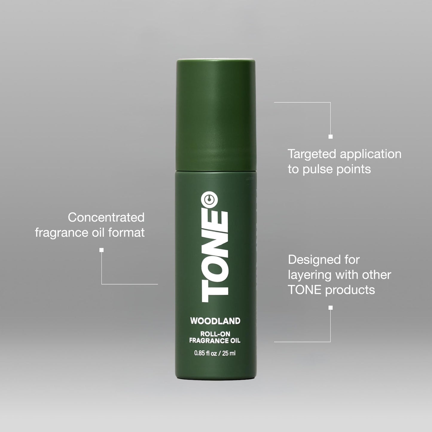 TONE Roll-on Fragrance Oil for Men, Woodland, Fragrance Oil with Notes of Vanilla, Cedar, and Cypress, 0.85 fl oz