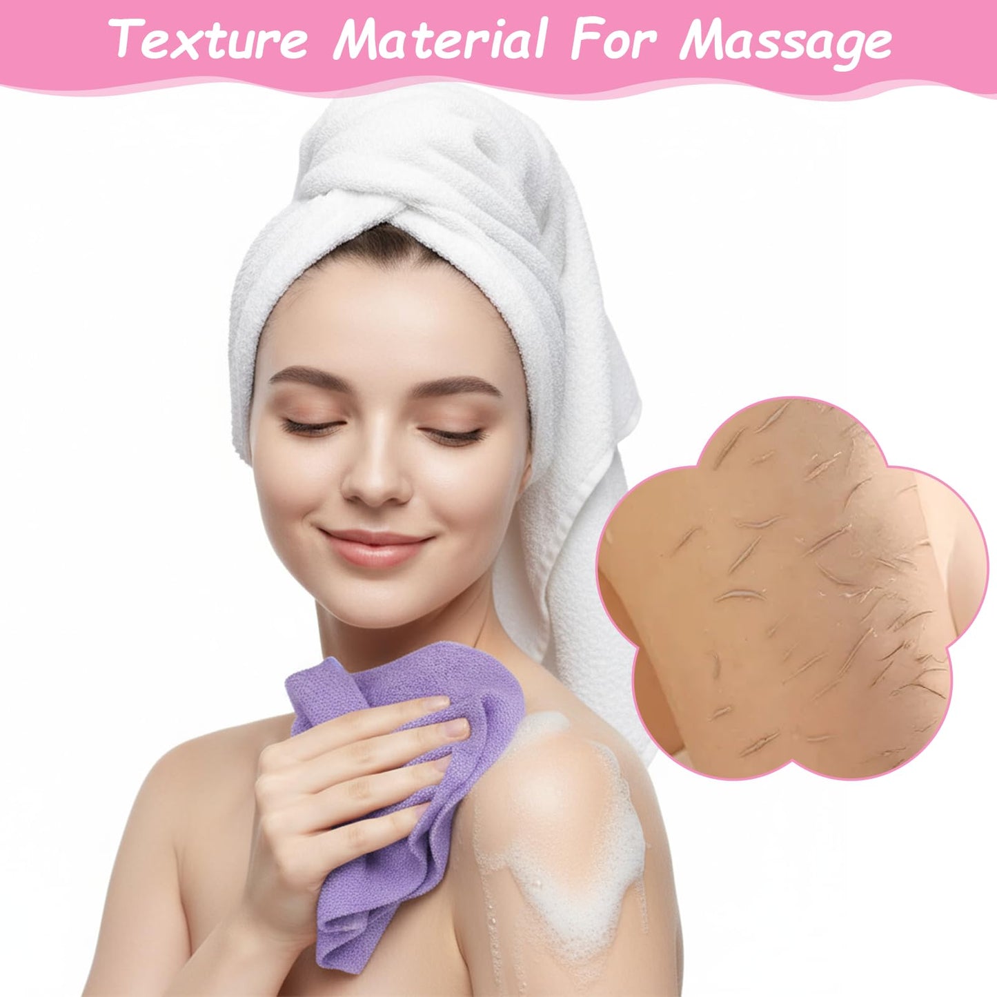12 Pcs Exfoliating Back Scrubber for Shower with Handles Nylon Back Exfoliator Washers Stretchable Pull Strap Exfoliating Loofah Washcloth for Women Men Body Deep Cleaning Massages