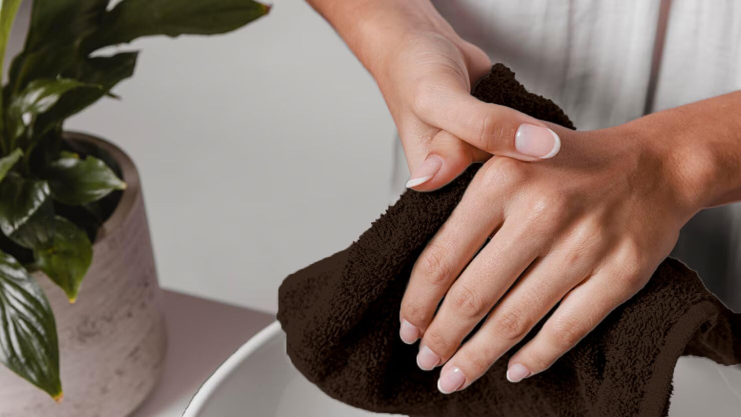 Avalon Towels Cotton Washcloths – (Pack of 36) Size 12x12 Inches, 100% Ring Spun Cotton, Soft & Absorbent Face Towels, Gym Towels, Hotel and Spa Quality, Reusable Fingertip Towels (Brown)